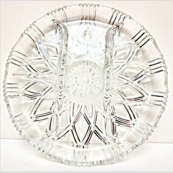 Antique American Brilliant Cut Glass 4 Section Divided Mid Cntry Modern Platter - Picture 6 of 10